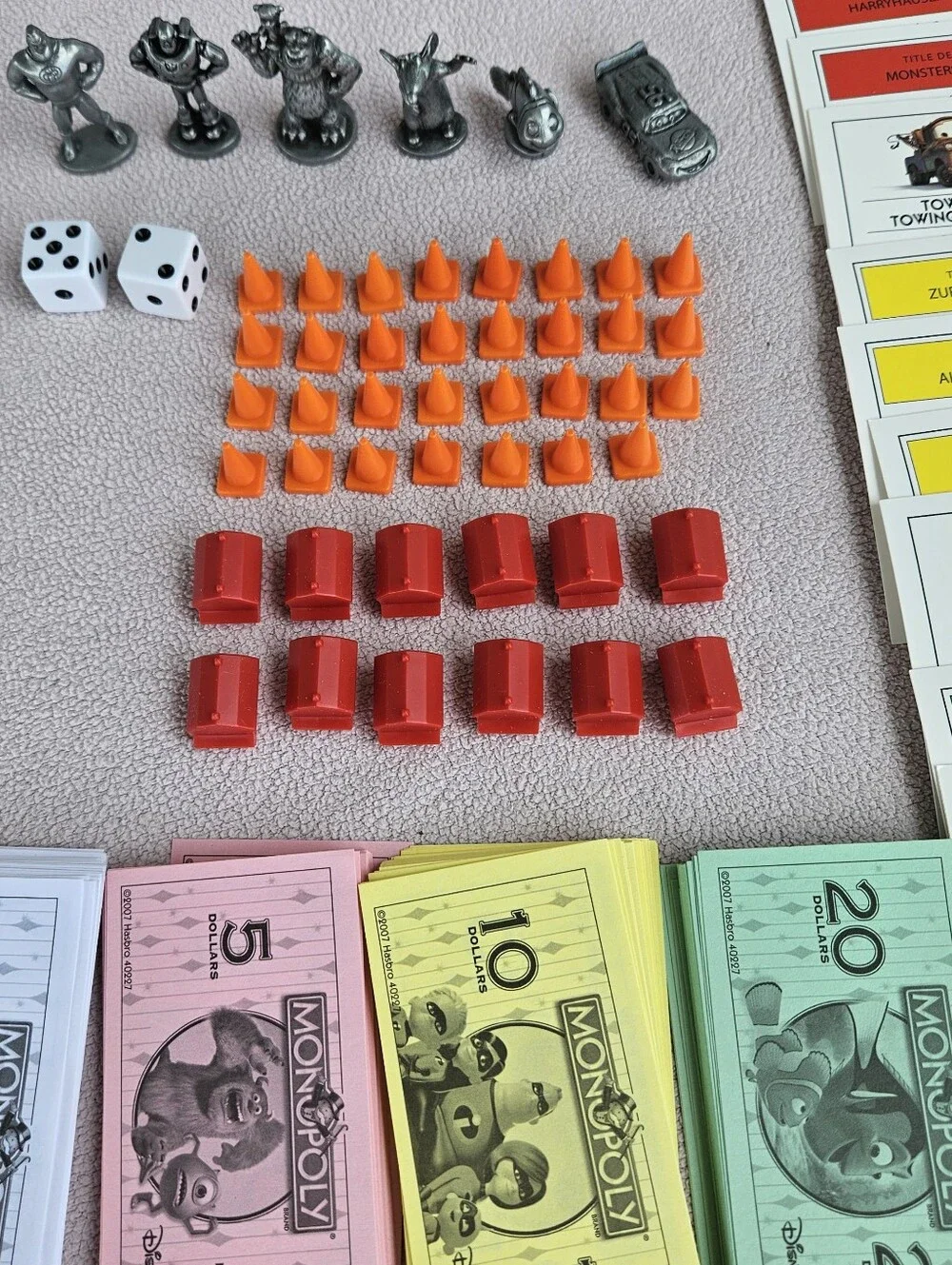 Monopoly Disney Pixar Edition Pewter 6 Playing Tokens Cones Replacement Parts